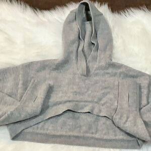 COS 100% Wool Cropped Hoodie Shrug Sweater Gray Boxy Minimalist M/L